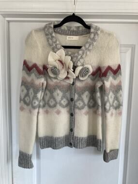 Anthropologie Sleeping On Snow Size S Wool Mohair Button Cardigan Knit Sweater